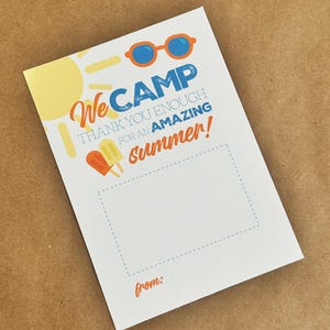 Portatarjetas de regalo para consejeros de campamento / Tarjeta de regalo para campamentos de verano para consejeros y personal / We Camp Thank You Enough / Tarjeta de regalo para campistas felices