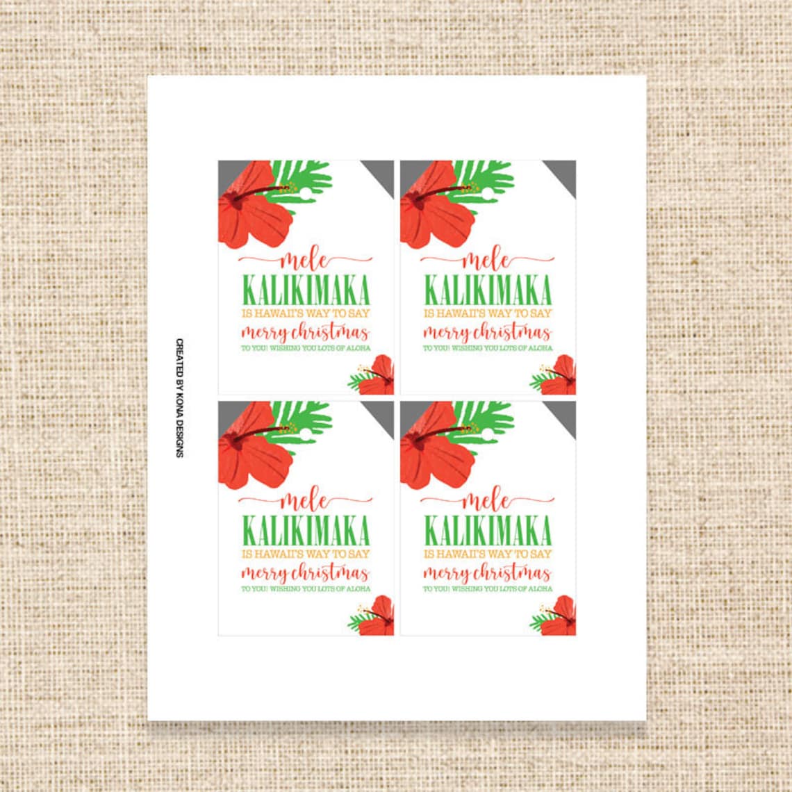 Printable Mele Kalikimaka Tags green Hawaiian Christmas - Etsy