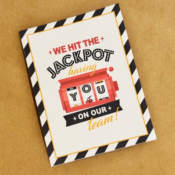Jackpot Tag | 3x4 Lottery Gift Tag | We Hit the Jackpot Gift Tag | Team Lotto Tag | Team Appreciation Tag | Grand Candy Bar