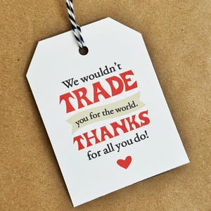 We willen je niet ruilen - cadeaulabel kruidenierswinkel, cadeaulabel gezonde voeding voor docenten, collega's, vrienden