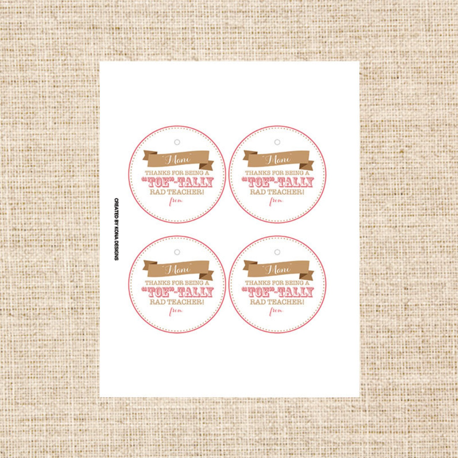 Printable Manicure or Nail Polish Gift Tag for Teachers - Etsy
