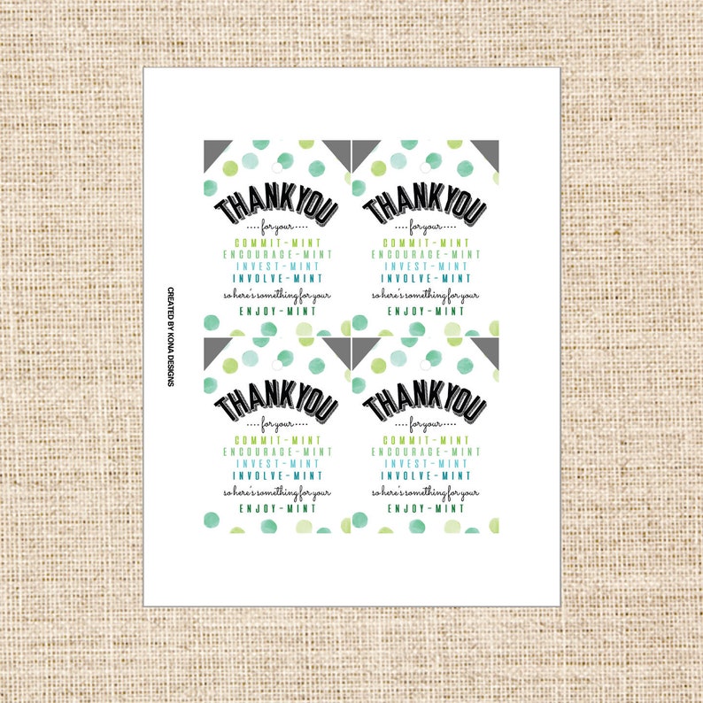 Teacher Appreciation Printable Mint Tag Mint Gift Tags Gum | Etsy