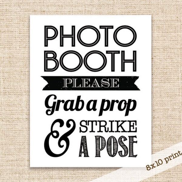 SALE!!! Photo Booth Prop Sign - Printable DIY 8x10 Sign - Rustic photobooth printable for weddings, parties, reunions, etc.