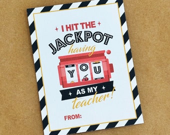 Jackpot Teacher Lotto Tag | 3x4 Lottery Gift Tag | We Hit the Jackpot Having You as my Teacher | Teacher Lotto Tag | Teacher Appreciation