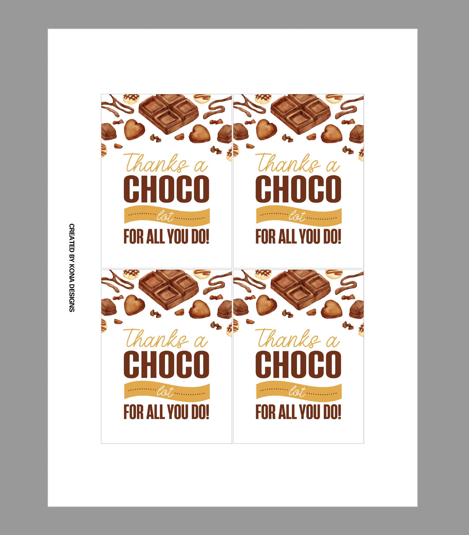 Chocolate Printable Gift Tag | Chocolate Gift Tag | Thanks a Choco-lot ...