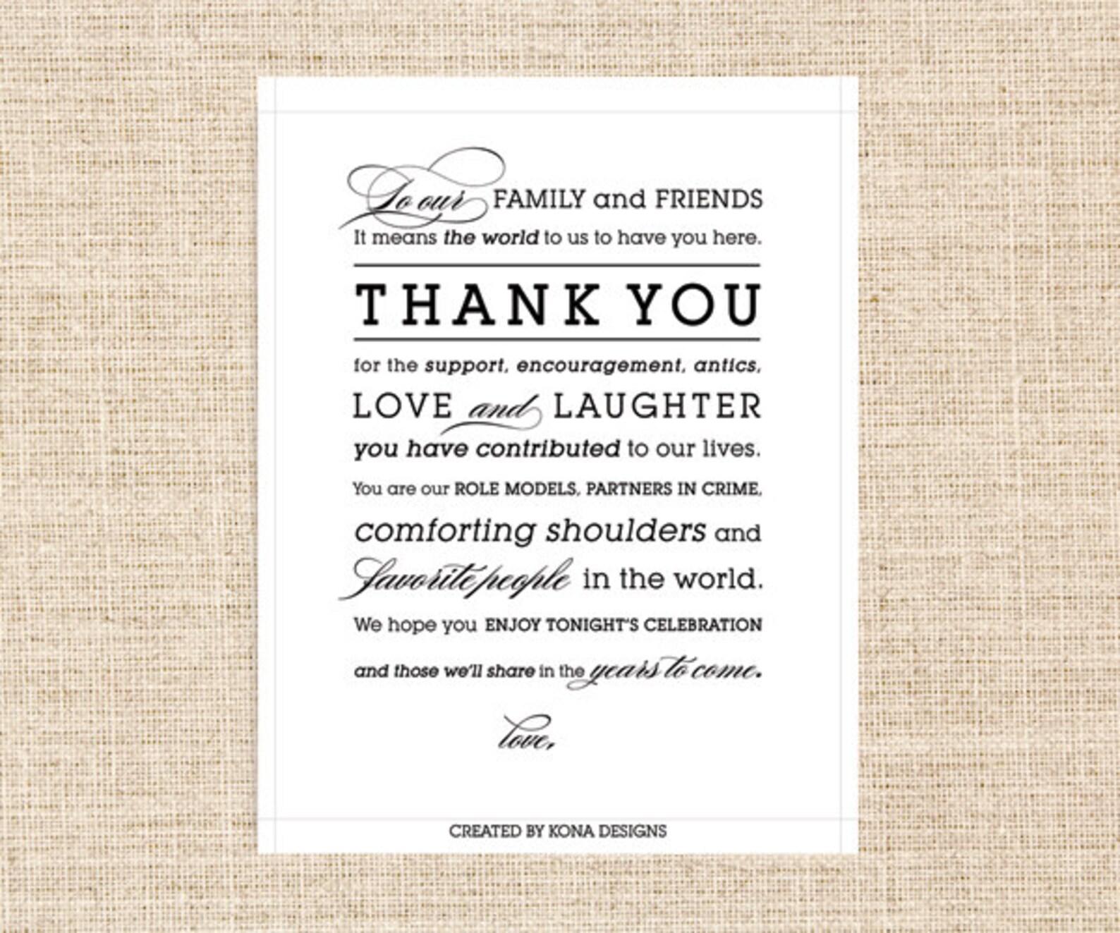 Wedding Reception Thank You Sign Printable DIY 8x10 Sign Etsy