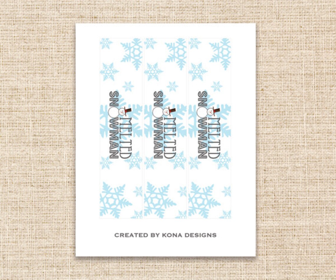 Printable Melted Snowman Label Christmas Water Bottle Label - Etsy