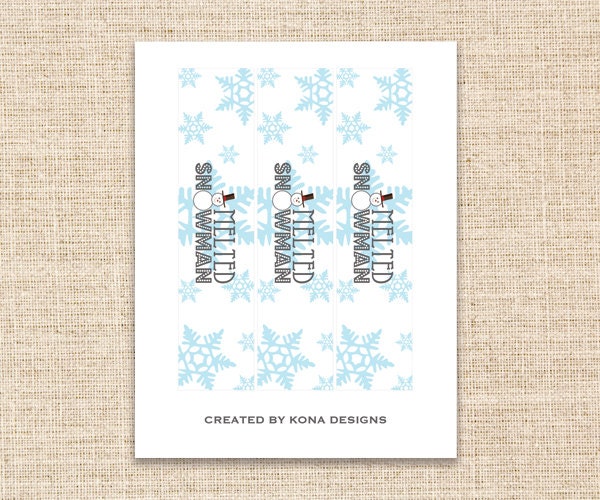 Printable Melted Snowman Label Christmas Water Bottle Label - Etsy