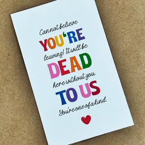 Je bent dood voor ons Tag | Cadeau cadeau voor collega | Cadeau verlaat van collega | Grappig cadeaulabel voor collega die vertrekt