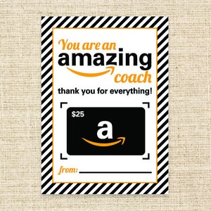 Gift Card holder for Coach - 5x7 Printable Gift Card for Coach - You are an Amazing Coach, thank you for everything!