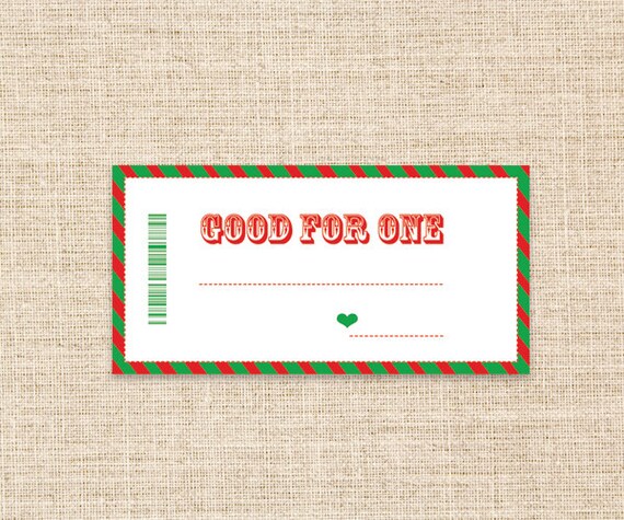 printable coupons in red green christmas gifts christmas etsy coupon gifts