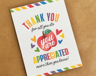 Teacher Appreciation Tag | Apple Teacher Tag | Thank You For All You Do | End of Year Teacher Gift | Printable School Appreciation Tag