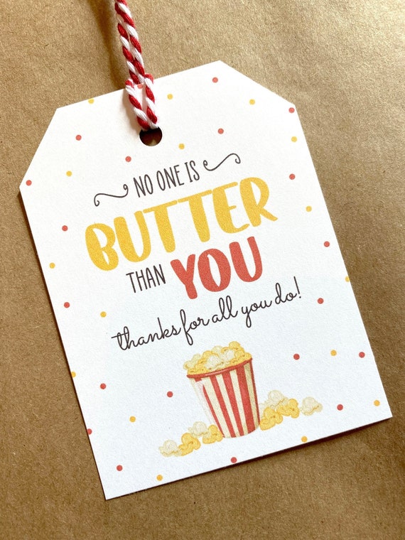 Printable Popcorn Tag Popcorn Thank You Gift Tags Teach Etsy
