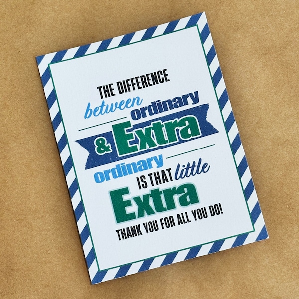 Extra  Thank You Gift Tags Printable | Extra Gift Tag | Extra-Ordinary Thank You Tag for teachers nurses staff teams volunteers