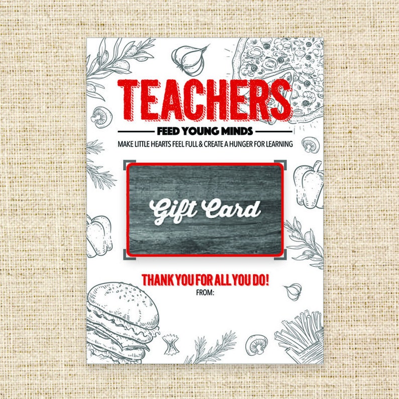 Teacher Gift 5x7 Teachers Feed Young Minds Gift Card | Etsy