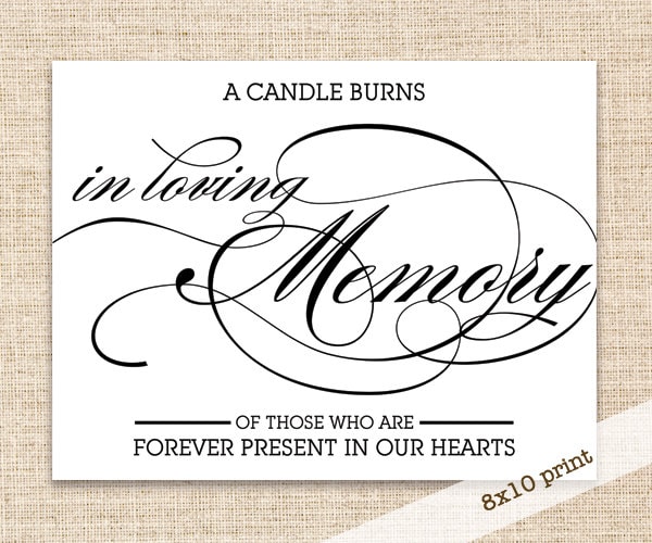 In Loving Memory Sign Printable DIY 8x10 Sign Wedding | Etsy