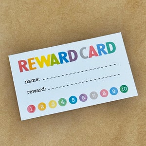 DRUCKBARE Belohnungskarten - Kids Incentive Reward Card mit 10 Stempeln - Kartengröße 3,5 x 2 Zoll