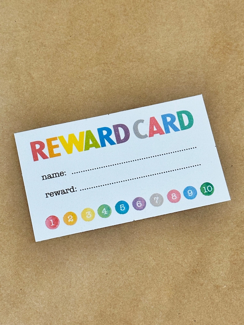 PRINTABLE Reward Cards Kids Incentive Reward Card With 10 Etsy