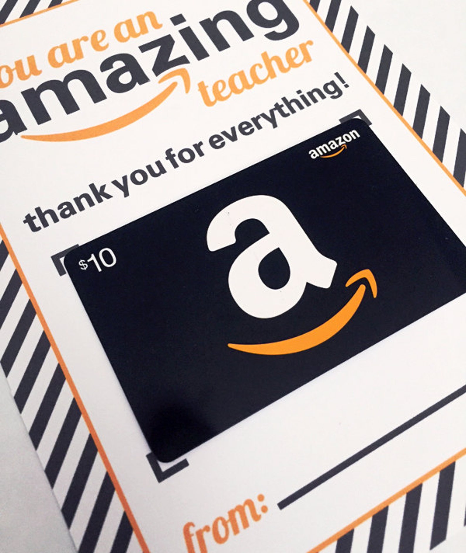 Amazon Gift Card Holder 5x7 Printable Gift Card for Teachers Etsy