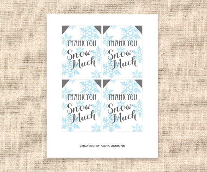 Printable Thank You Snow Much Tag Christmas Snow Flake Thank | Etsy