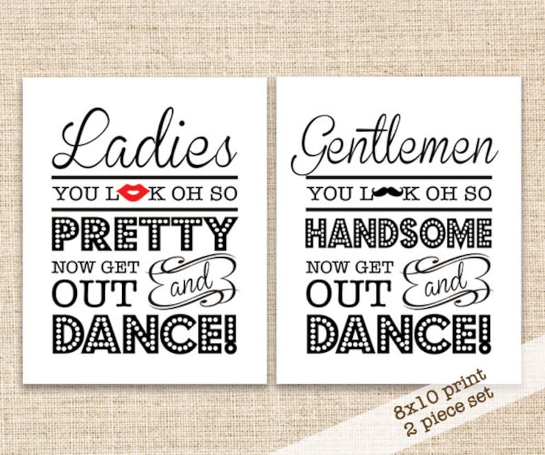 Printable Wedding Bathroom Signs 8x10 Wedding Reception Etsy