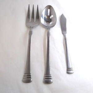 Cambridge Codie 3pc Hostess Set Frosted Satin Stainless Serving Set, Vintage