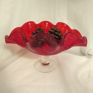 Wayne Husted Bischoff Amberina art glass Centerpiece bowl