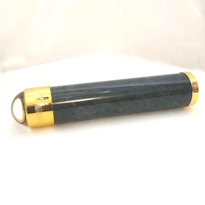 Vintage Green Marble Teleidoscope Kaleidoscope Gold Tone Metal Optical Toy