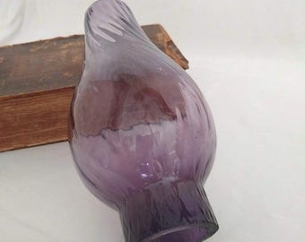 Vintage Amethyst Purple Glass Hurricane Lamp Shade Optic Swirl Replacement