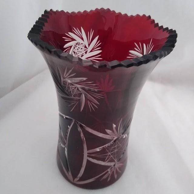 Mid Century Red Art Glass Vase - Etsy