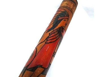 Vintage indigenous Folk Art carved painted Pinata Stick