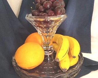 Vintage Clear Pressed Glass 2-in-1 Cake Stand and Punch Bowl Server Starburst