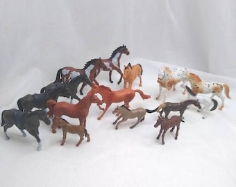 Plastic Horse Figures Lot – Mixed Styles, Various Brands, Realistic Breeds