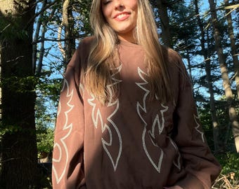 Western Boot Stitch Sweatshirt: Pullover aus 100% Baumwolle