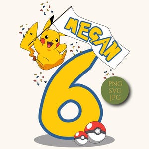 Personalisierte Pikachu Geburtstag SVG, Individuell, Geburtstagskind svg, Geburtstagskind svg, PNG, JPG, sofortiger digitaler Download