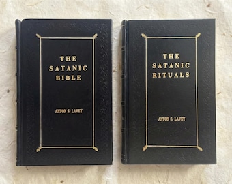 Leather Bound Satanic Bible & Rituals Set - Anton LaVey Rebound