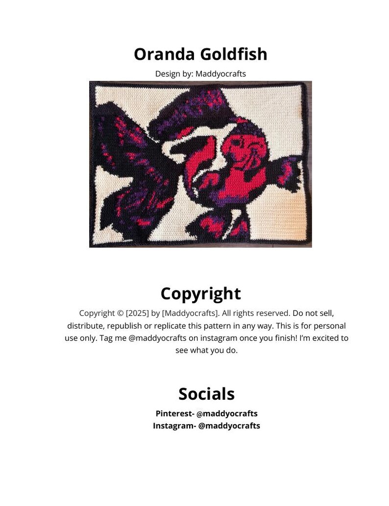 Oranda Goldfish Tapestry Pattern, PDF Pattern, Wall Hanging, Decor - Etsy