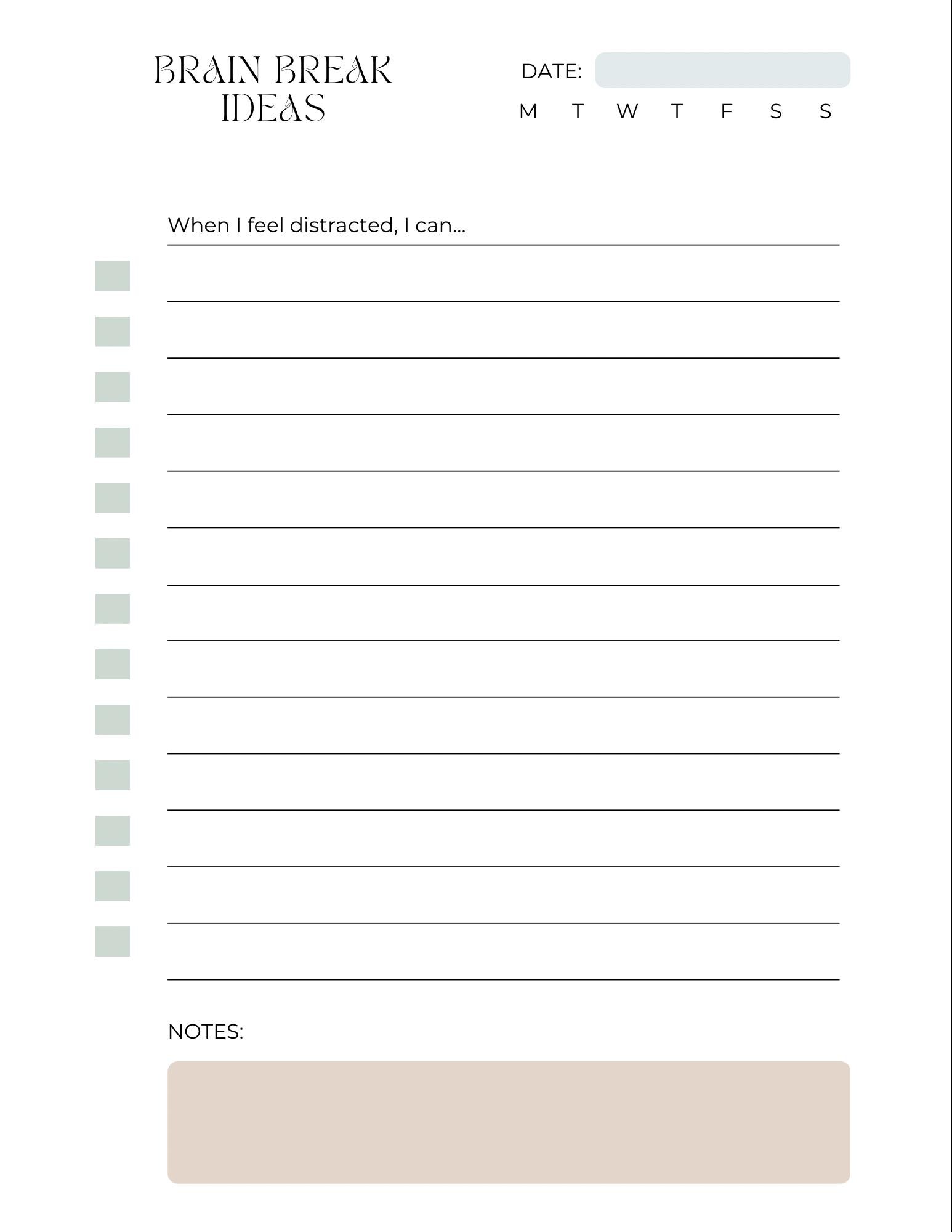 ADHD Homework Toolkit: Focus Sheet, Brain Break Checklist, Game ...