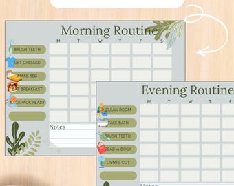 ADHD Morning & Bedtime Routine Charts | Printable Visual Schedule for Kids | Instant Digital Download