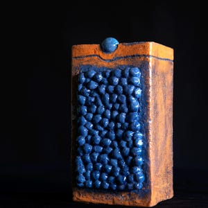 Handmade Ceramic Vase, Ball Patterned Vase, Rectangular Prism Shape Flower Pot, Housewarming Gift