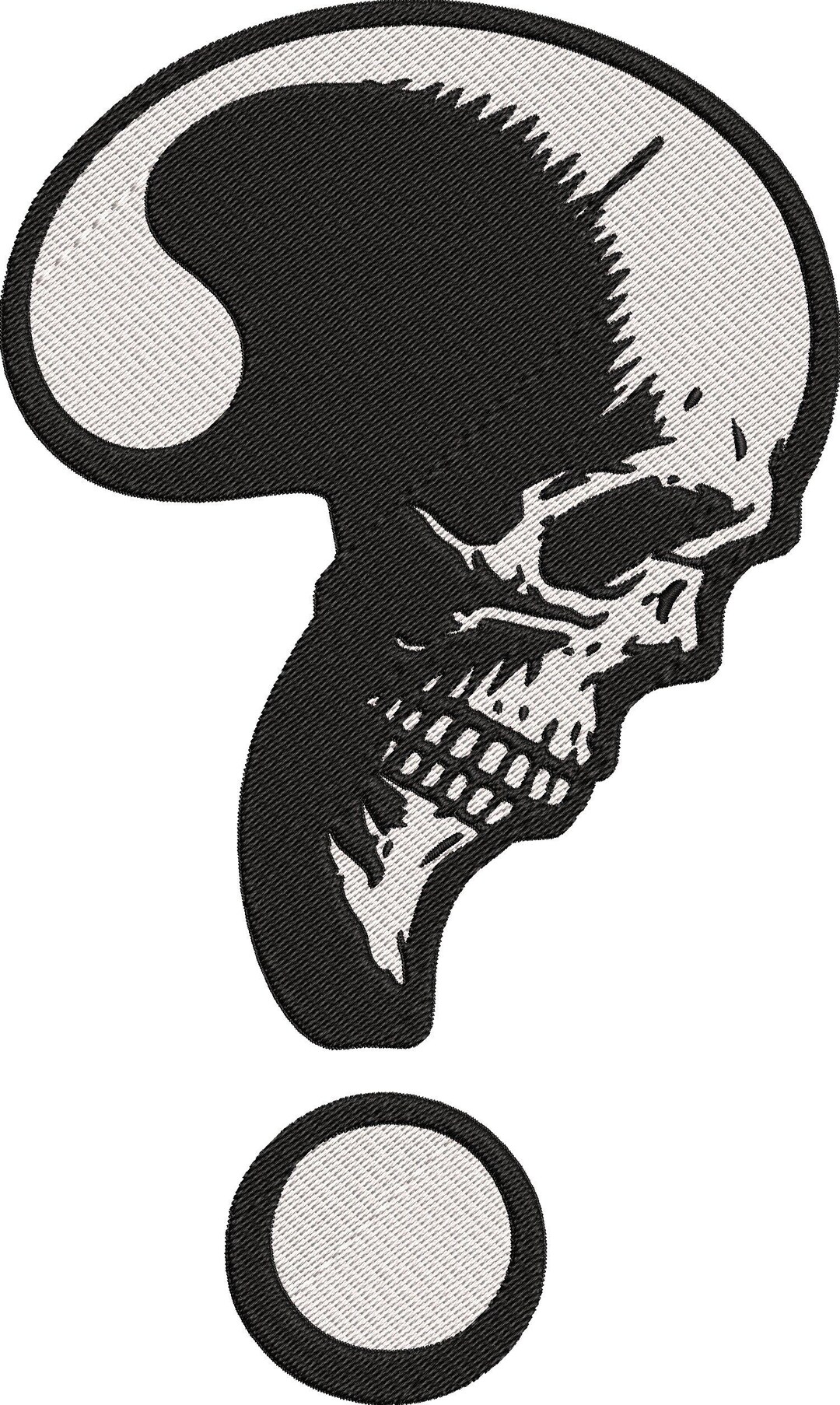 Edgy Skull Question Mark Machine Embroidery Design | Instant Digital ...