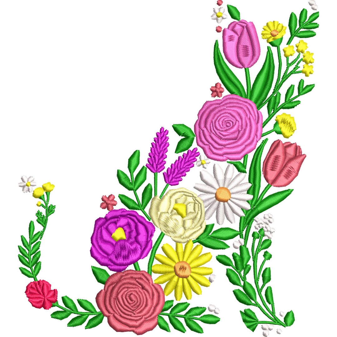 Floral Corner Embroidery Design | Spring Flower Machine Pattern (PES ...