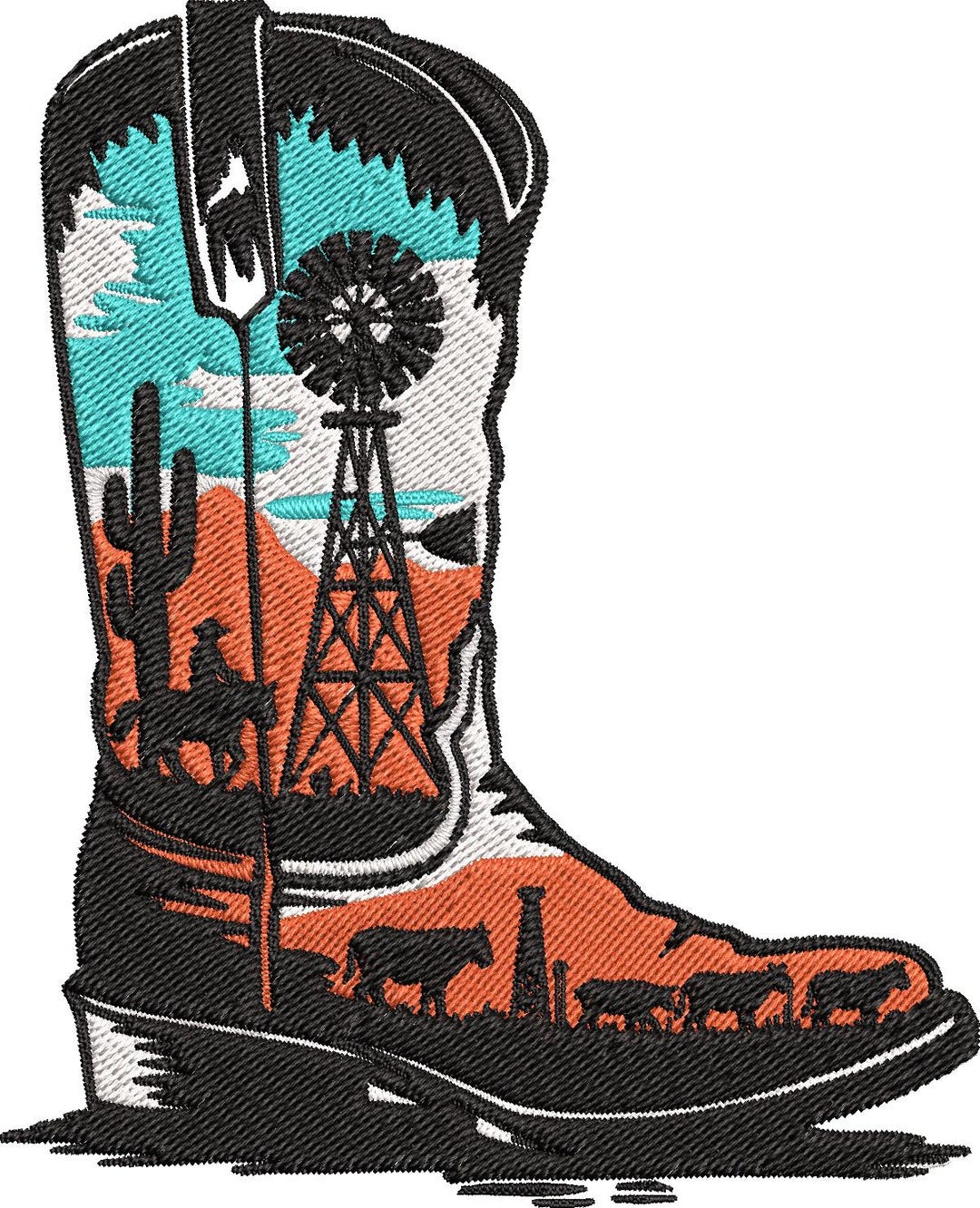 Embroidery Design Ranch Sorting Cowboy Boot Machine Embroidery Design - Desert Ranch Scene Downloadable ...