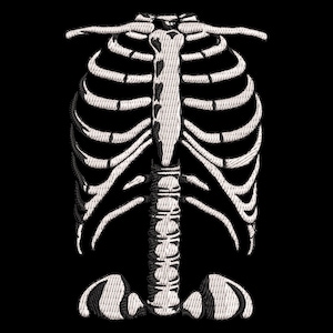 Maskinbroderidesign för anatomiskt skelett med revben | Ladda ner broderifil för läskig Halloween