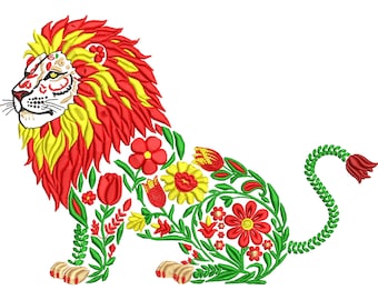Machine Embroidery Design - Realistic Lion Face Animal Pattern Instant Download | PES DST HUS File