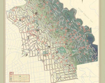 Berkeley Hills Illustrated Map Print 12x18"