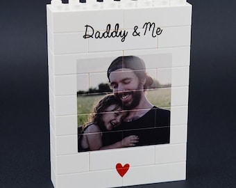 Personalized Fathers Day Gift Daddy & Me LEGO Brick Photo block, Gift for Dad Grandad Grandpa From Kid son Daughter, Building Block, Puzzle