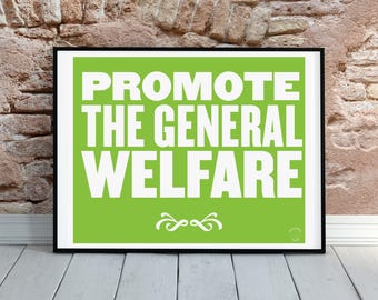 Democracy Sign Patriotic Posters, Promote The General Welfare, Preamble to the US Constitution Sign, Wall Art, America United States Prints