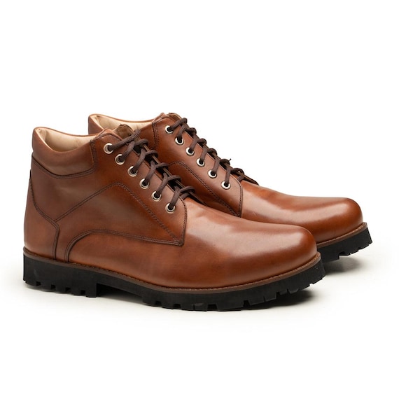 Tan Leather Ankle Boots with Sturdy Sole Chunky Ankle Boots Camel – Dandelie main image 4