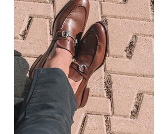 Men’s Brown Leather Horsebit Loafers